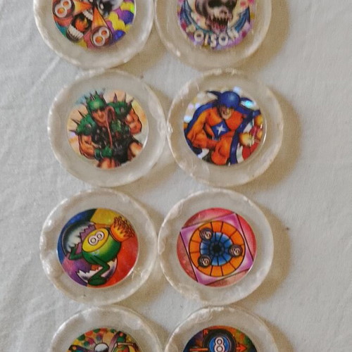 Poison plastic 90s collectible tags, set of 14