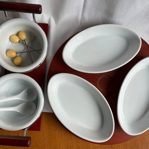 Ceramic fondue set like new, very good quality