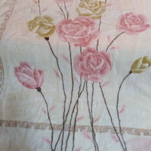 Velveteen double blanket new with double-sided design and embossed flowers