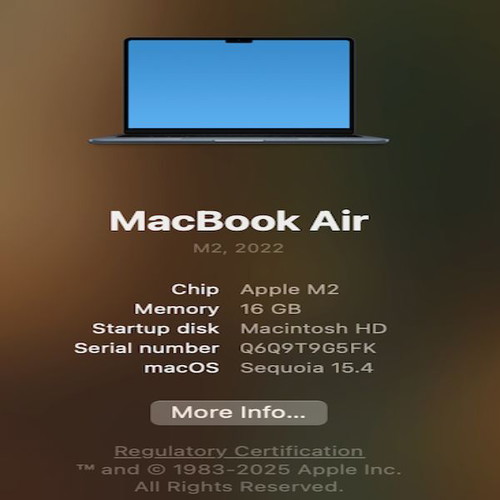 MacBook Air M2 Midnight 13" 16GB RAM 512GB SSD like new