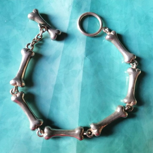 Silver 925 bracelet new with bones, gothic style