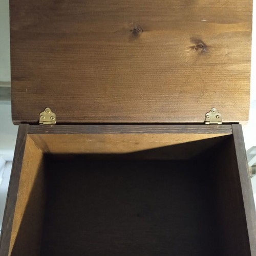 Wooden box with painted lid used, storage for small items