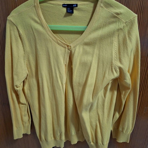 Knitted cardigans used, mustard and coral, H&M, set of 2
