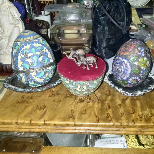 Silver eggs of Tsarist Russia used with enamel and bases