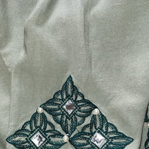 Vintage linen jacket in pistachio color with embroidery, like new, size L