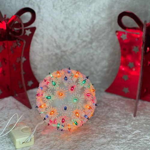 Christmas lighted ball 12 cm, multicolor, with rheostat, vintage 1980