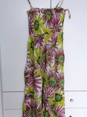 Summer cotton long dress with smocked bust like new size M