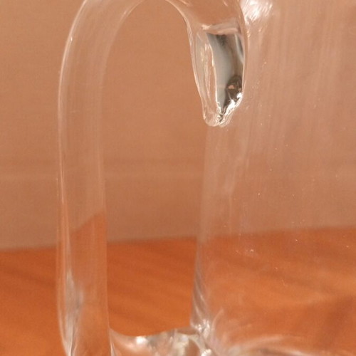 Krosno Poland vintage handmade glass pitcher with bubble base