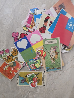 Old stickers used, assorted Snoopy and 3D designs