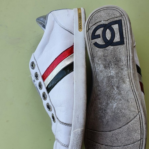 Dolce Gabbana men's white sneakers, size 10