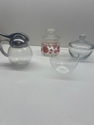 Various glass jars used, set of 4