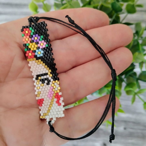 Frida Kahlo miyuki hand bracelet, macrame
