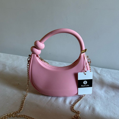 Rumi Life Pink Handbag New Synthetic With Gold Chain