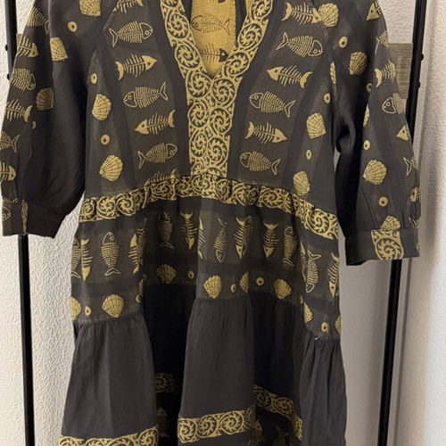 Nema Resort dress like new, gray with gold embroidery, size S/M
