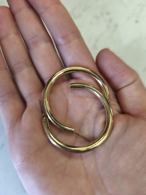 Gold hoop earrings medium size used