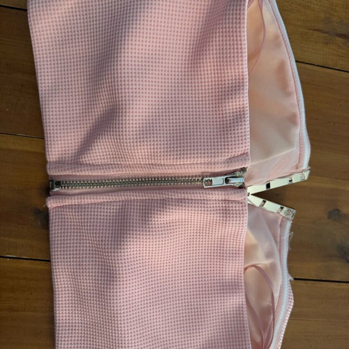 Pink bustier with gold detail and zipper, size small