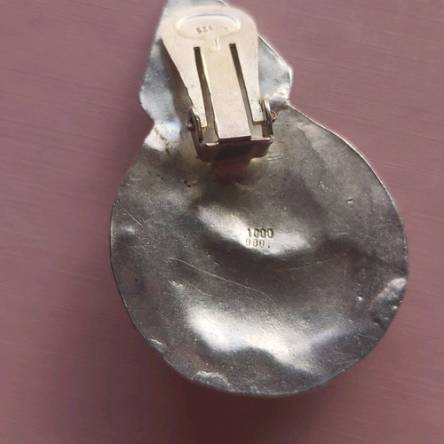 Women's earrings used, elegant silver (1000) vintage clip-on