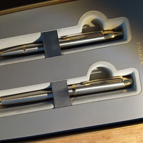 Parker IM Duo Brushed Metal GT pen set The British Collection new