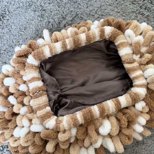 Handmade handbag like new, brown beige white