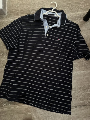Dur striped polo shirt, large, white and blue