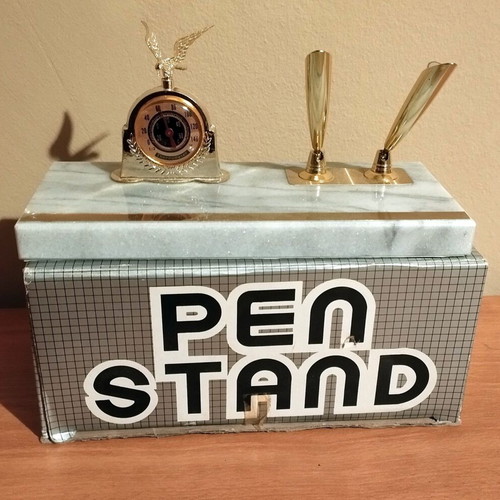 Marble pen holder with thermometer new for office