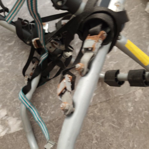 Car bike rack used with three positions and straps for two