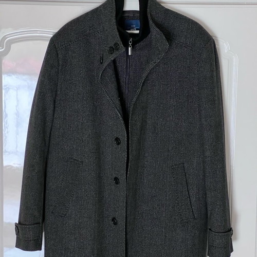 Moss coat with lining like new, size L, dark gray