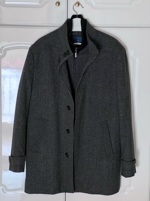 Moss coat with lining like new, size L, dark gray