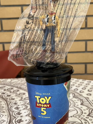 Disney Pixar Toy Story 5 collectible cup with Woody figure new, sealed