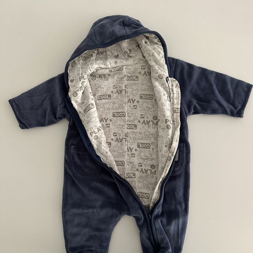 Mothercare vintage velvet baby romper 2004 with hood, like new