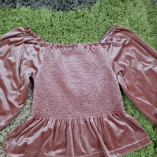 Primark pink velvet women blouse new, size S/M