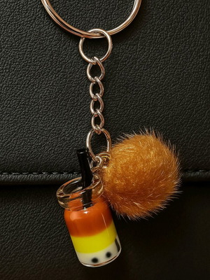 Handmade bubble tea keychain new, brown color