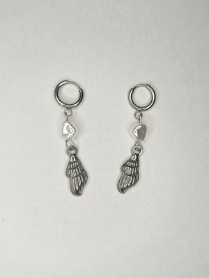 Stainless Steel Earrings with Pearl and Shell, New