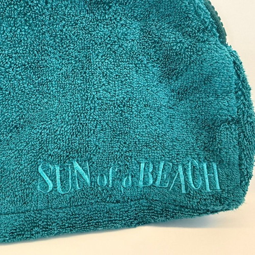 Sun of a Beach Small Luna Pouch like new, teal terry fabric