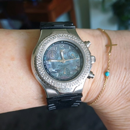 Technomarine Technodiamond Chrono Graph women's watch used, diamond bezel, mother of pearl dial