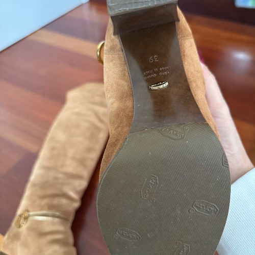 Sergio Rossi brown suede knee-high boots used in perfect condition size 39