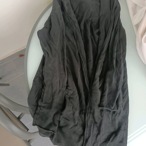 Long black cardigan used with hood size S