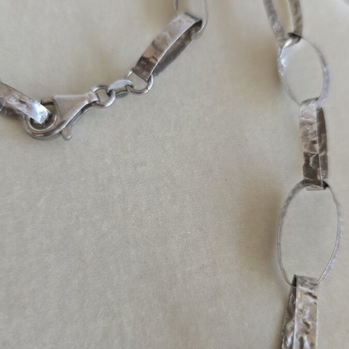 925 silver hammered necklace and bracelet set