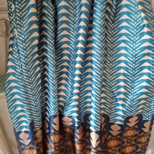 Satin skirt one size blue like new with elastic waist and pockets