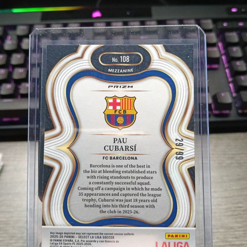 Pau Cubarsi Panini Select card /99, like new