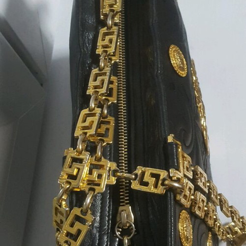 Gianni Versace vintage black leather shoulder bag used