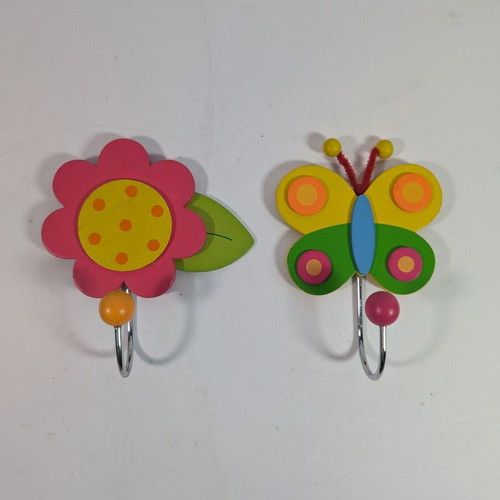 Children's single hooks used, pack of 2, wooden