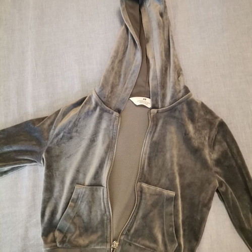 Velvet hoodie jacket H&M new, grey for girls