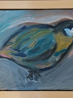 Oil painting of bird on canvas with frame 20×30cm new