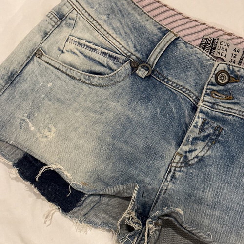 Zara trf short denim shorts size 44 with fading and tears
