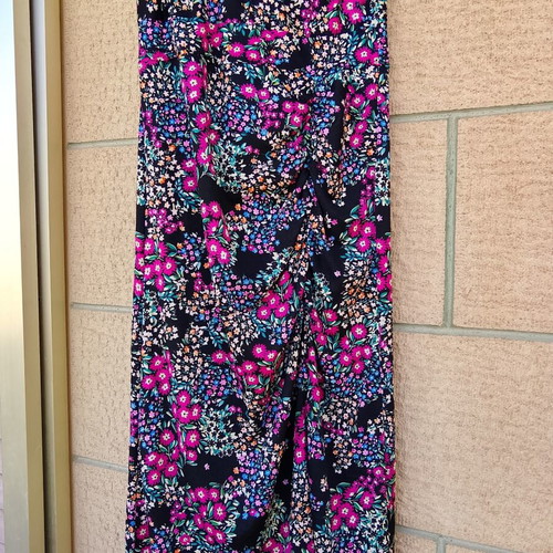 Pink Woman floral set with wrap top & midi/maxi skirt, size L