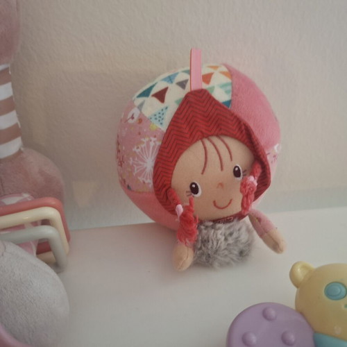 Baby toys for girls like new, set with rattle, teether, soft ball