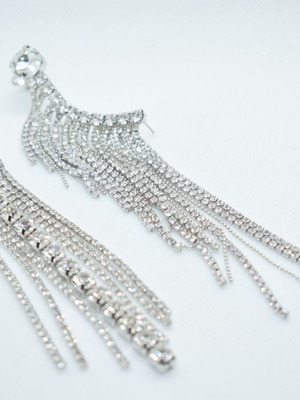 Silver earrings with shiny stones new