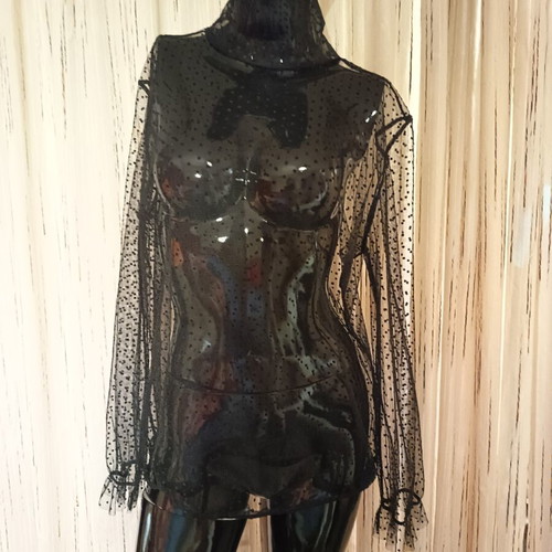 Lucifair transparent summer top medium size like new, black