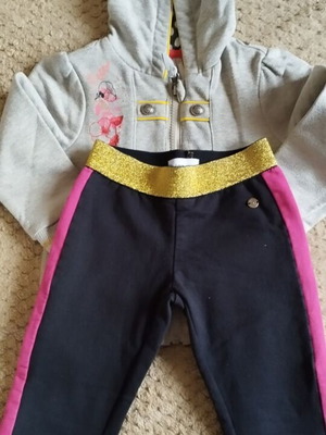 Girls' set jacket and pants like new, black with gold and fuchsia details